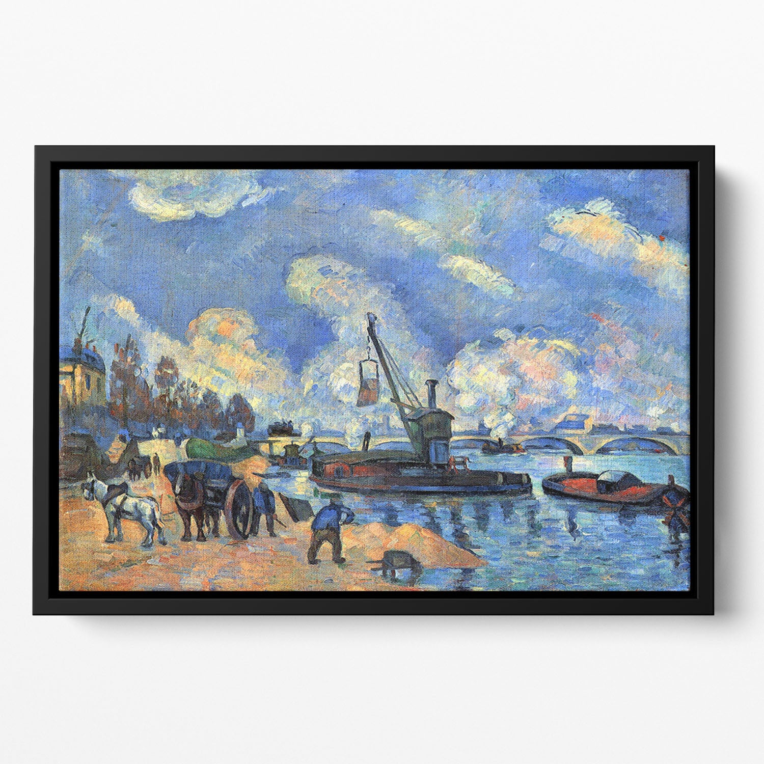 The Seine at Bercy by Cezanne Floating Framed Canvas - Canvas Art Rocks - 2