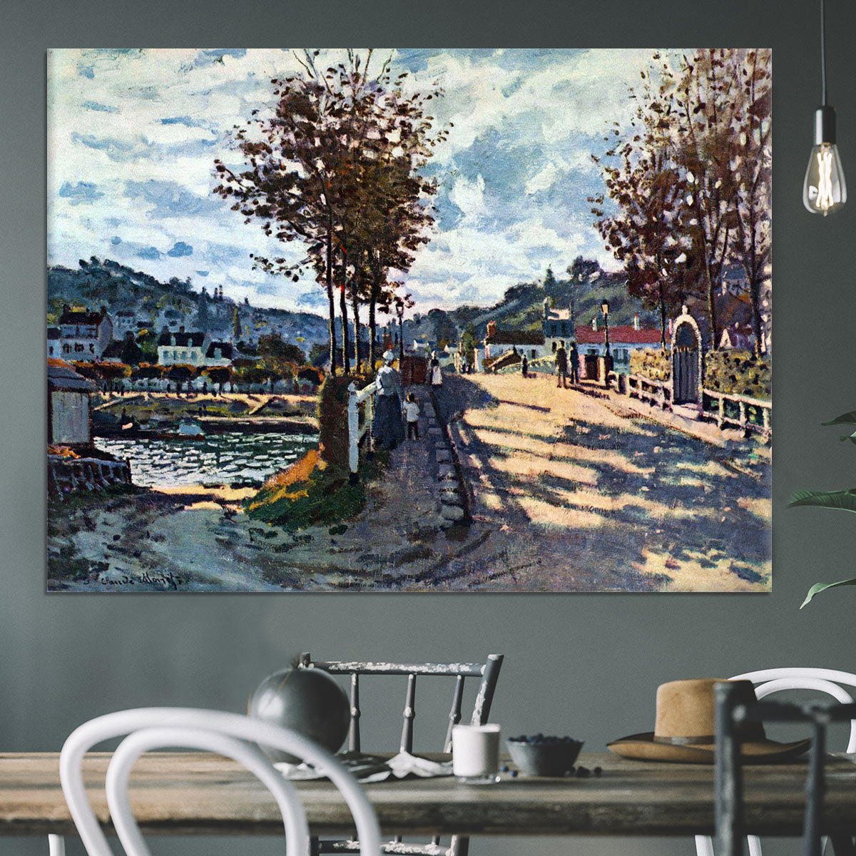 The Seine at Bougival by Monet Canvas Print or Poster - Canvas Art Rocks - 3