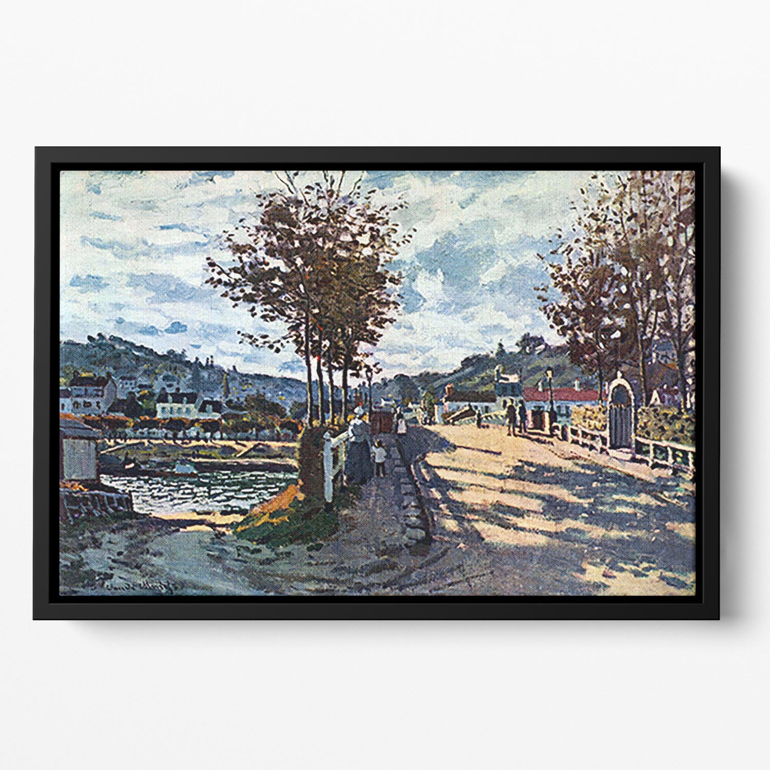 The Seine at Bougival by Monet Floating Framed Canvas
