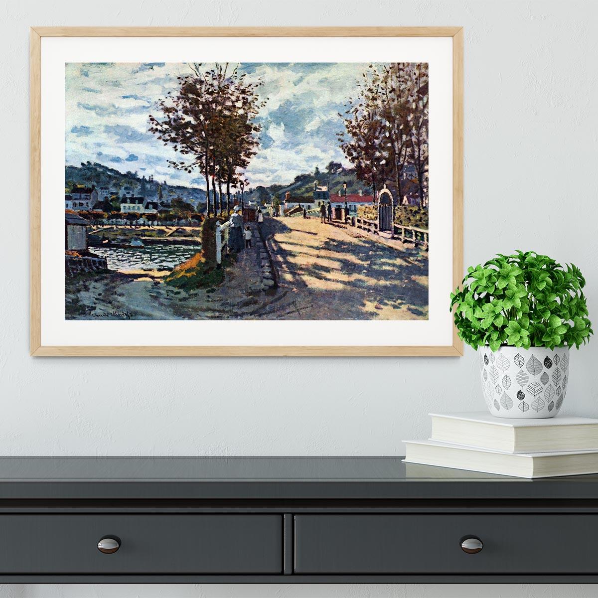 The Seine at Bougival by Monet Framed Print - Canvas Art Rocks - 3