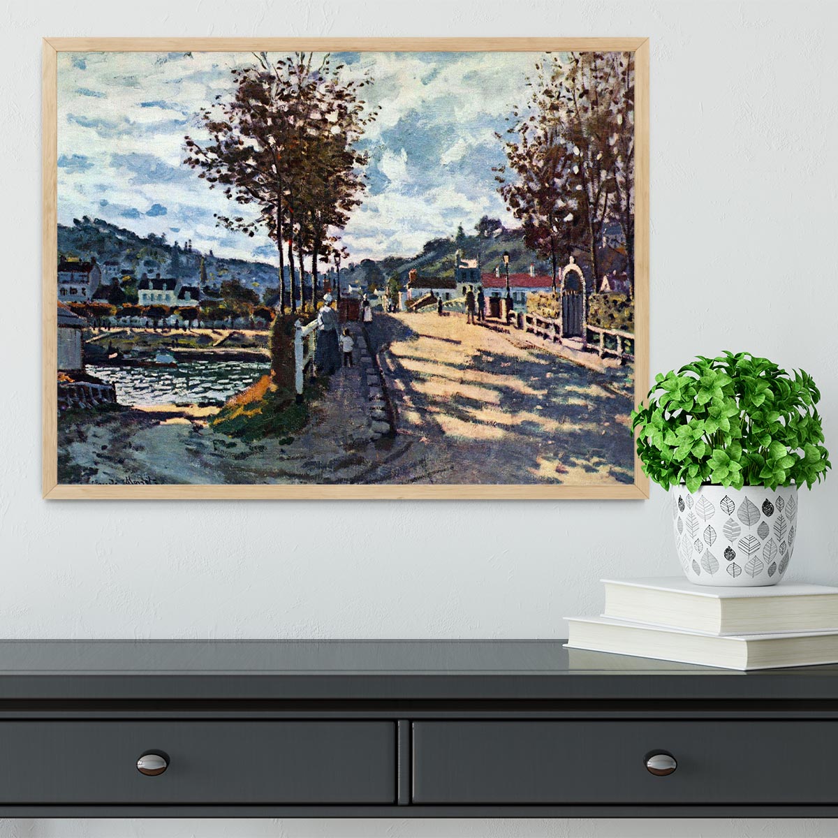 The Seine at Bougival by Monet Framed Print - Canvas Art Rocks - 4