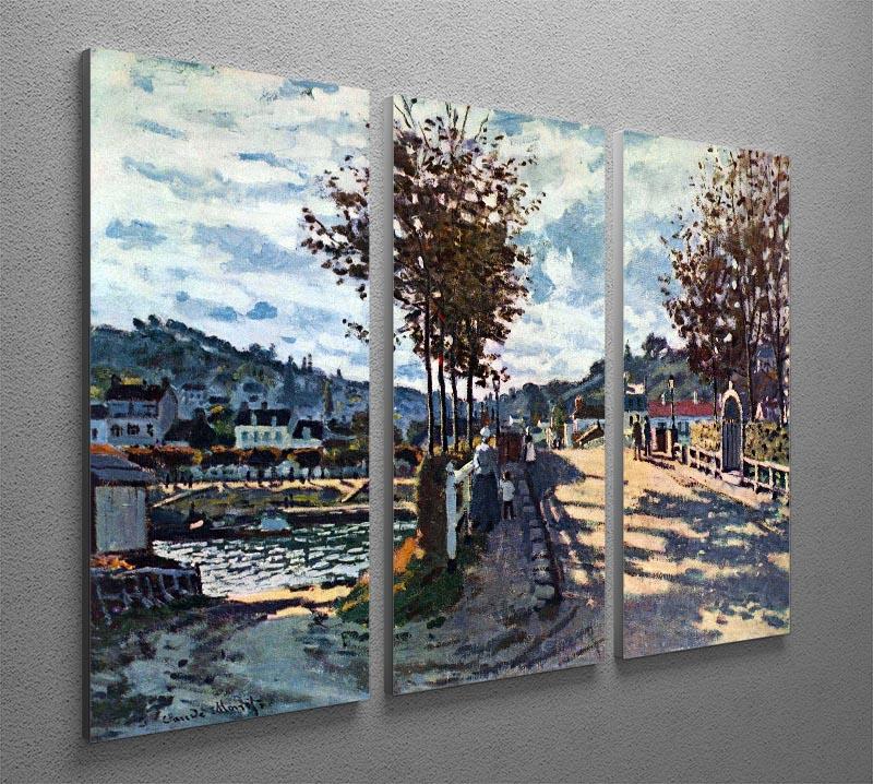 The Seine at Bougival by Monet Split Panel Canvas Print - Canvas Art Rocks - 4