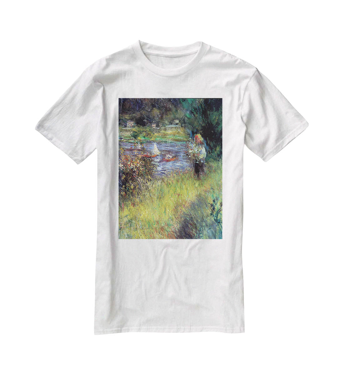 The Seine at Chatou Detail by Renoir T-Shirt - Canvas Art Rocks - 5