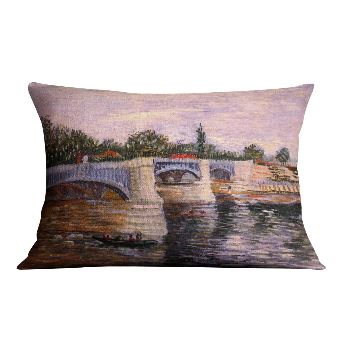 The Seine with the Pont del Grande Jette by Van Gogh Cushion