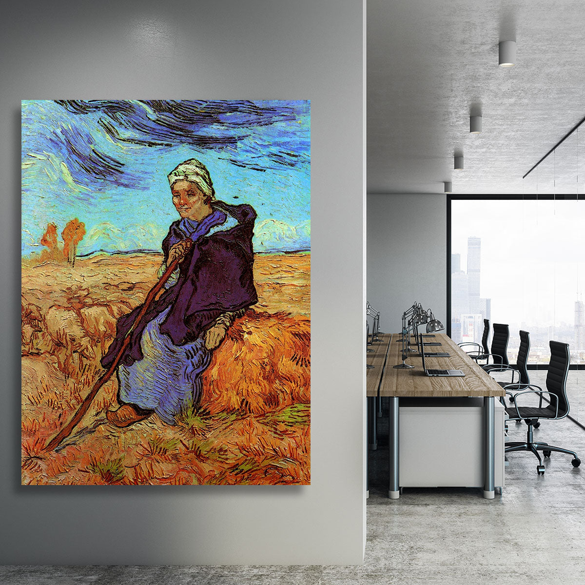 The Shepherdess after Millet by Van Gogh Canvas Print or Poster - Canvas Art Rocks - 3