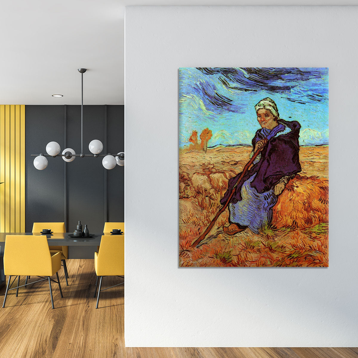 The Shepherdess after Millet by Van Gogh Canvas Print or Poster - Canvas Art Rocks - 4