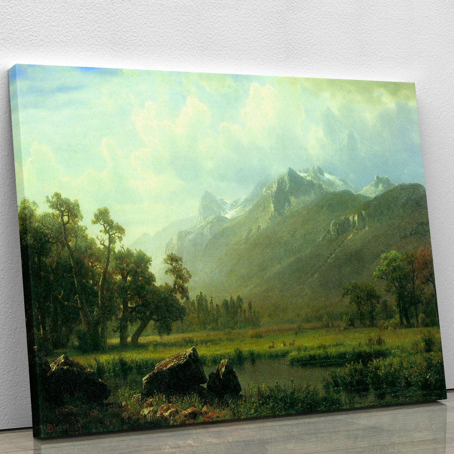 The Sierra near Lake Tahoe California by Bierstadt Canvas Print or Poster - Canvas Art Rocks - 1