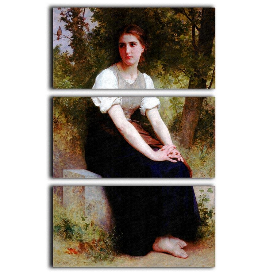 The Song of the Nightingale By Bouguereau 3 Split Panel Canvas Print - Canvas Art Rocks - 1