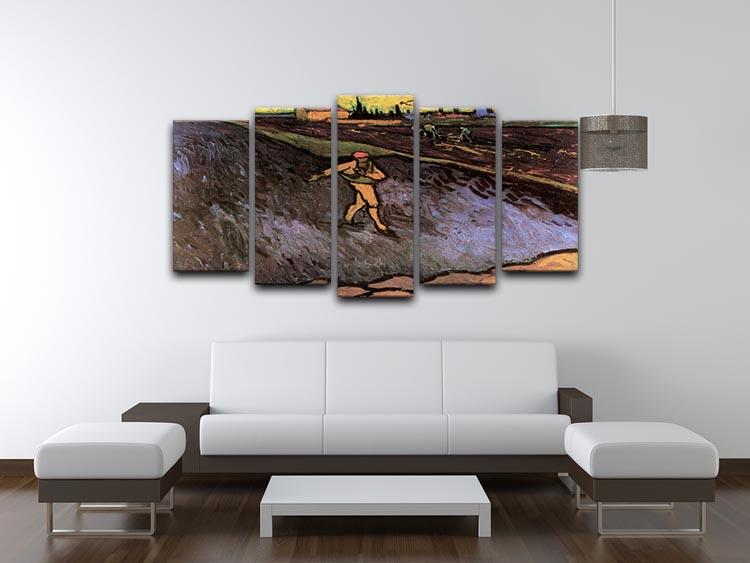 The Sower with the outskirts of Arles in the Background by Van Gogh 5 Split Panel Canvas - Canvas Art Rocks - 3