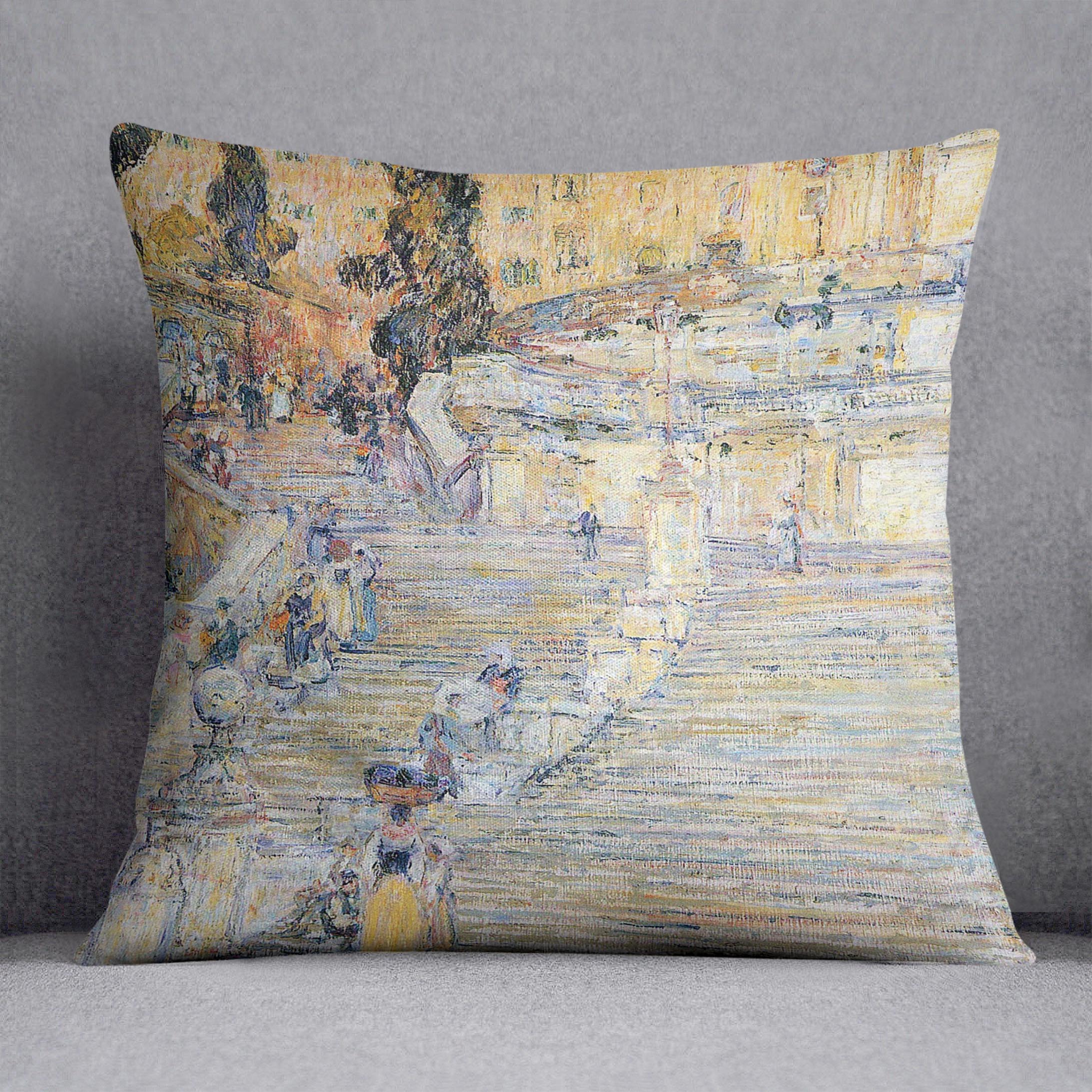 The Spanish steps by Hassam Cushion - Canvas Art Rocks - 1
