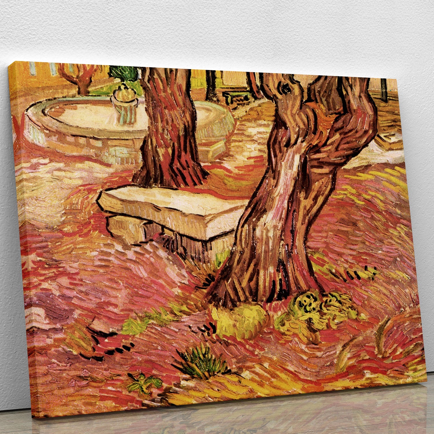 The Stone Bench in the Garden of Saint-Paul Hospital by Van Gogh Canvas Print or Poster - Canvas Art Rocks - 1