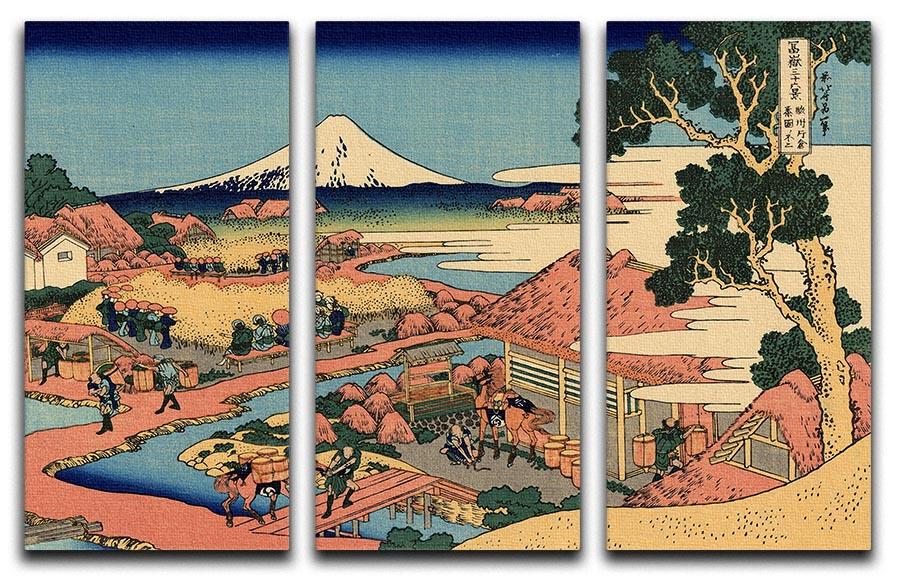 The Tea plantation by Hokusai 3 Split Panel Canvas Print - Canvas Art Rocks - 1