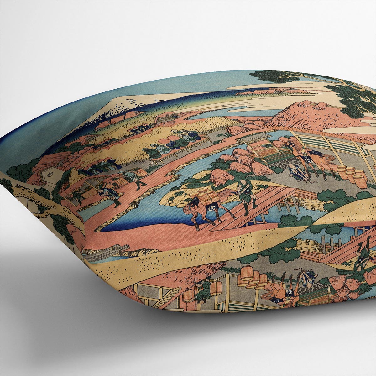 The Tea plantation by Hokusai Cushion