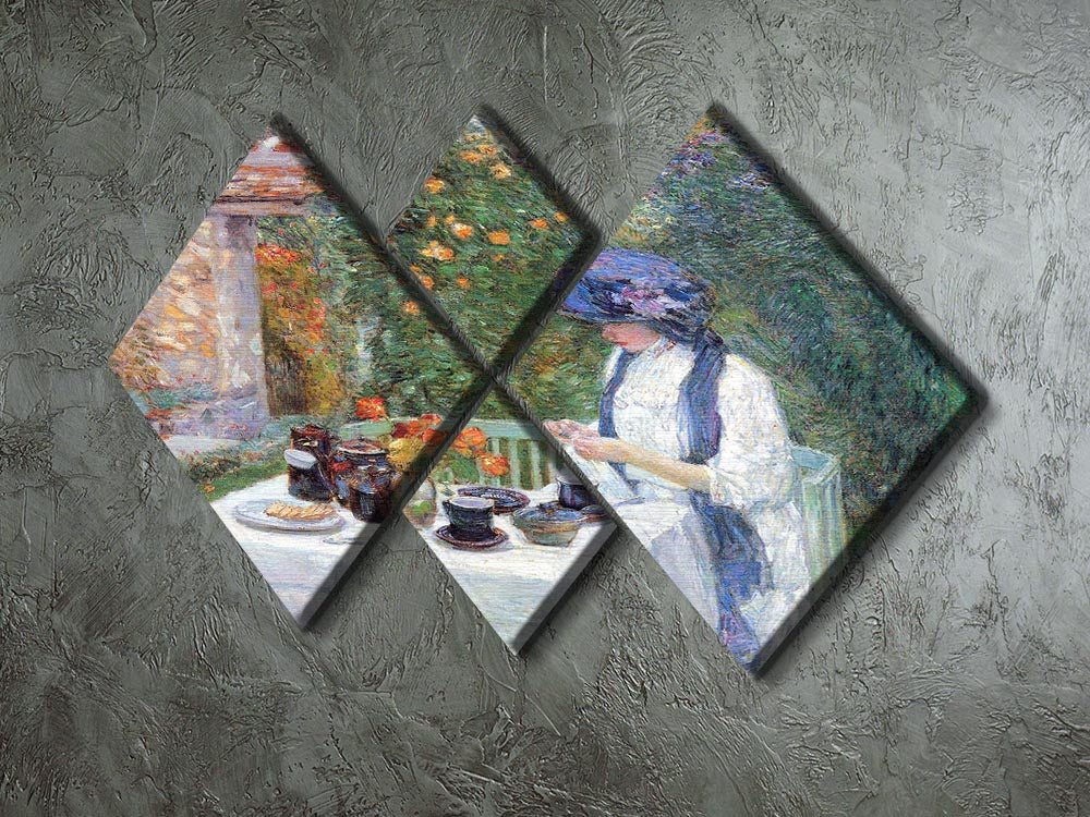 The Terre-Cuits Tea Set by Hassam 4 Square Multi Panel Canvas - Canvas Art Rocks - 2