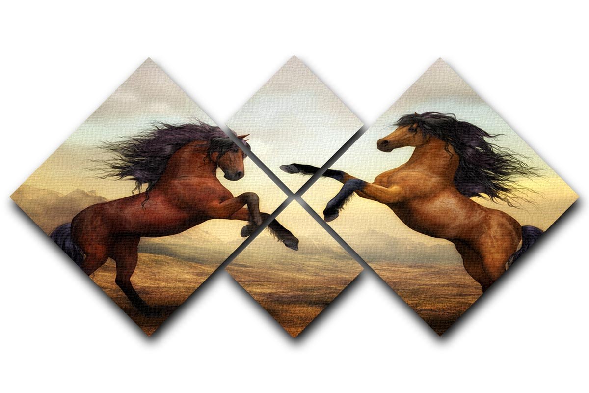 The Two Horses 4 Square Multi Panel Canvas  - Canvas Art Rocks - 1
