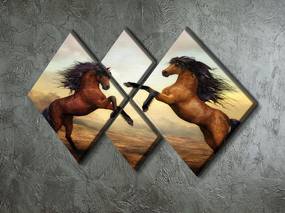 The Two Horses 4 Square Multi Panel Canvas - Canvas Art Rocks - 2