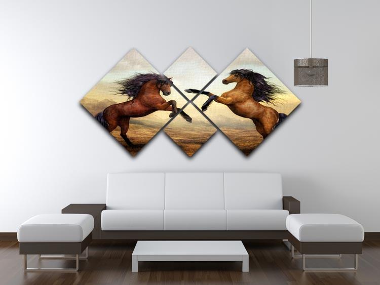 The Two Horses 4 Square Multi Panel Canvas - Canvas Art Rocks - 3