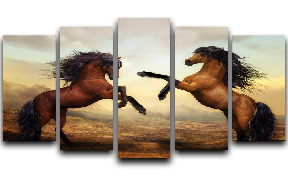The Two Horses 5 Split Panel Canvas  - Canvas Art Rocks - 1