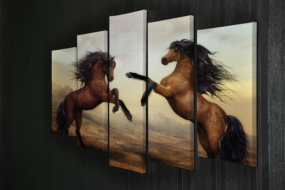 The Two Horses 5 Split Panel Canvas - Canvas Art Rocks - 2