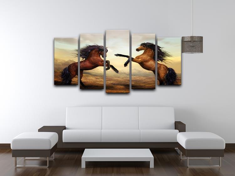 The Two Horses 5 Split Panel Canvas - Canvas Art Rocks - 3