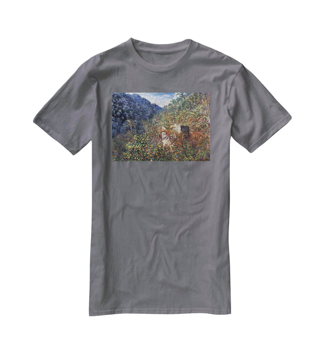 The Valley Sasso Bordighera by Monet T-Shirt - Canvas Art Rocks - 3