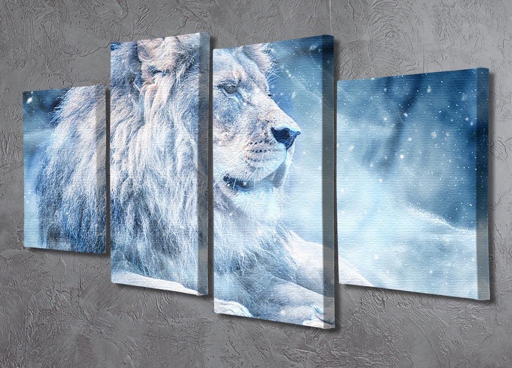 The White Lion 4 Split Panel Canvas - Canvas Art Rocks - 2