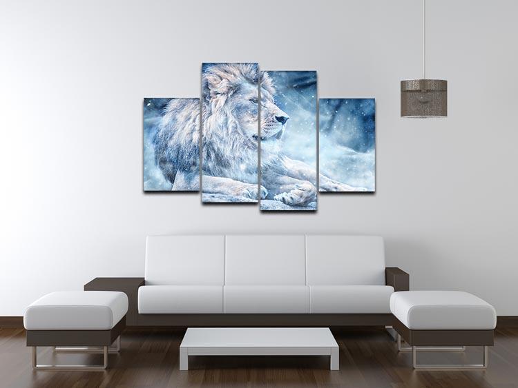 The White Lion 4 Split Panel Canvas - Canvas Art Rocks - 3