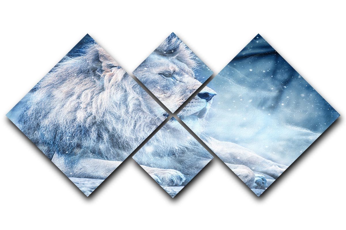 The White Lion 4 Square Multi Panel Canvas  - Canvas Art Rocks - 1