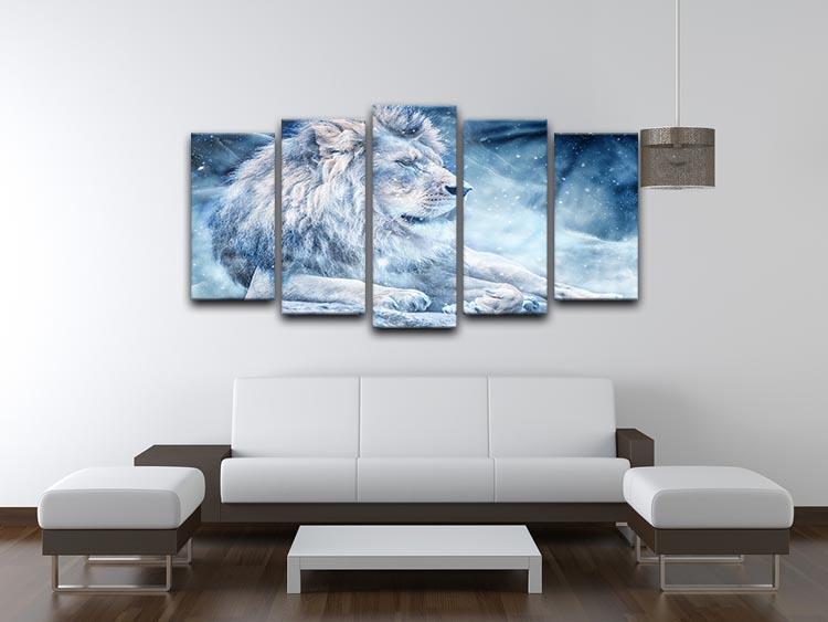 The White Lion 5 Split Panel Canvas - Canvas Art Rocks - 3