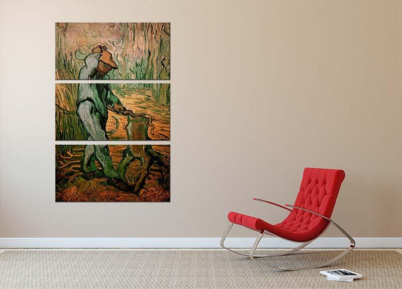 The Woodcutter after Millet by Van Gogh 3 Split Panel Canvas Print - Canvas Art Rocks - 2