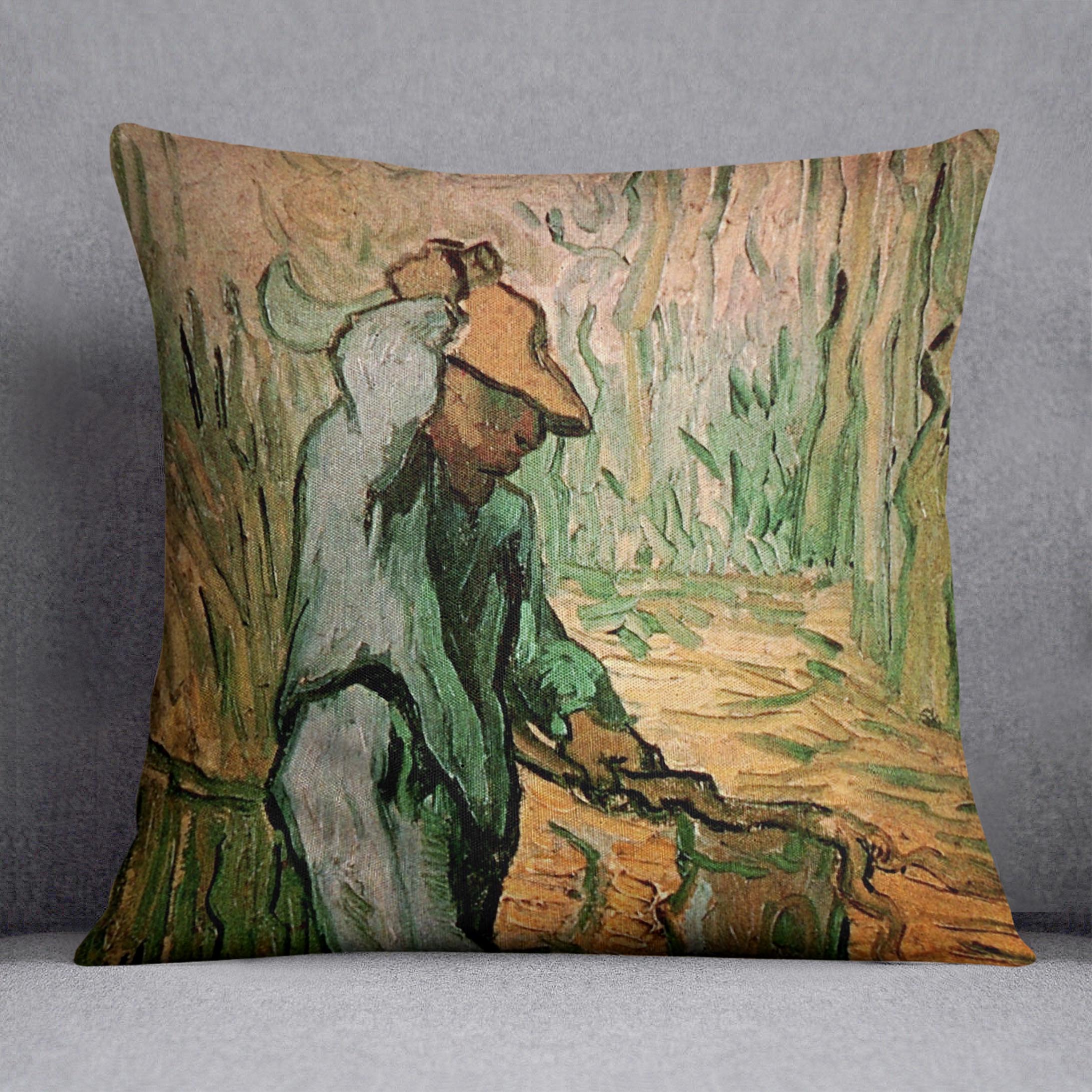 The Woodcutter after Millet by Van Gogh Cushion