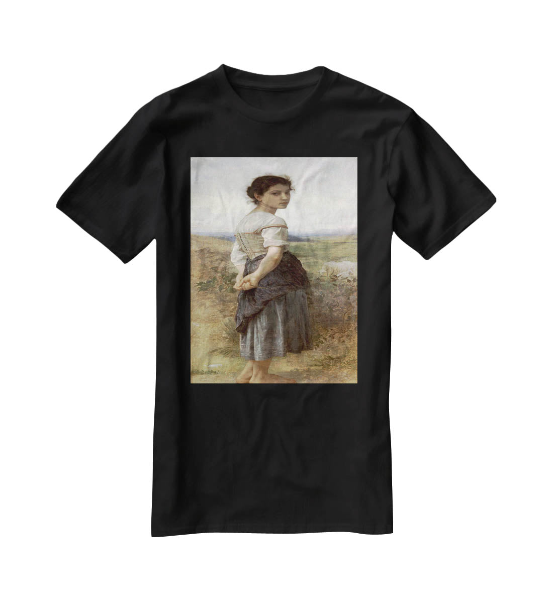 The Young Shepherdess By Bouguereau T-Shirt - Canvas Art Rocks - 1