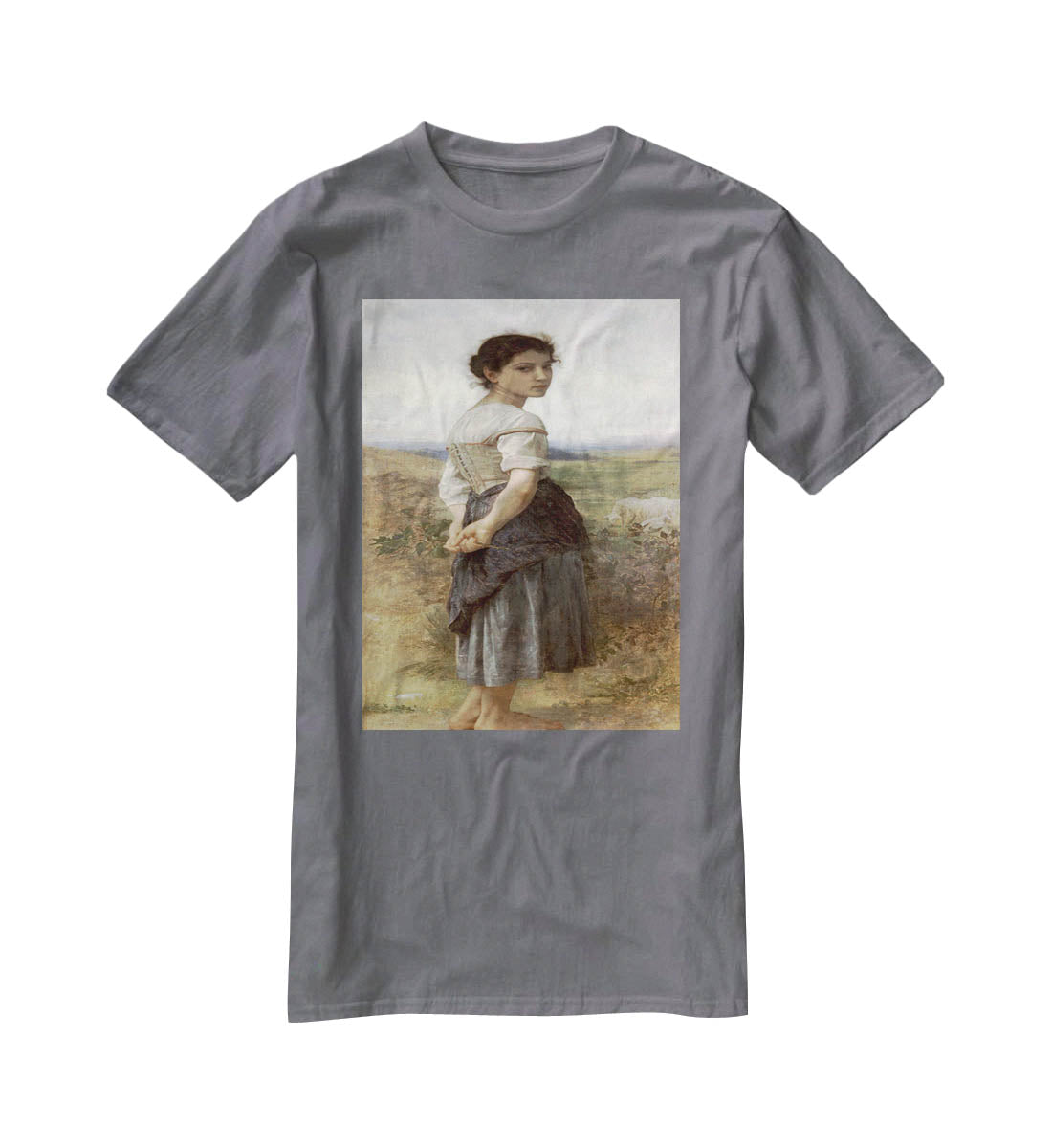 The Young Shepherdess By Bouguereau T-Shirt - Canvas Art Rocks - 3