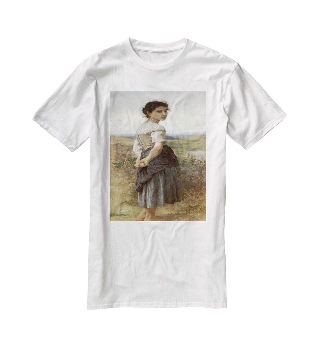 The Young Shepherdess By Bouguereau T-Shirt - Canvas Art Rocks - 5