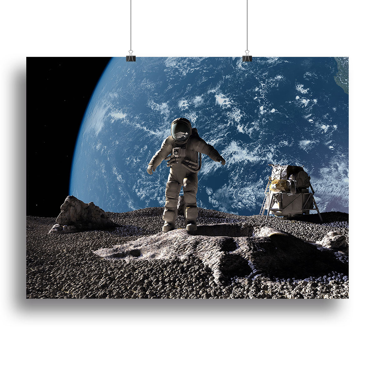 The astronaut on a background of a planet Canvas Print or Poster - Canvas Art Rocks - 2