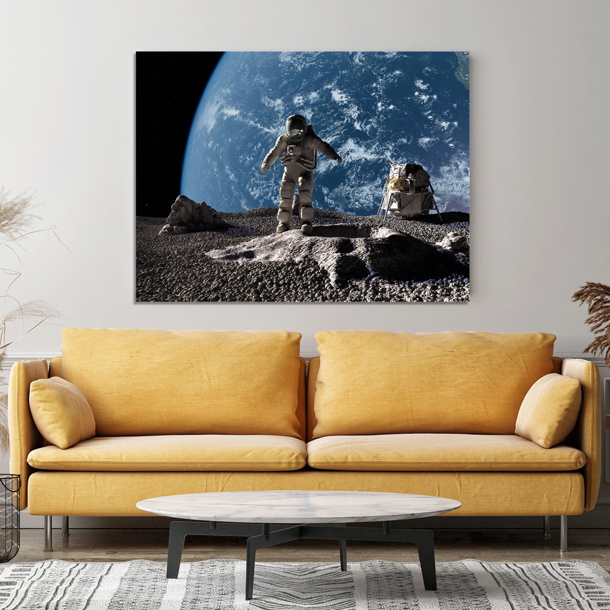 The astronaut on a background of a planet Canvas Print or Poster - Canvas Art Rocks - 4