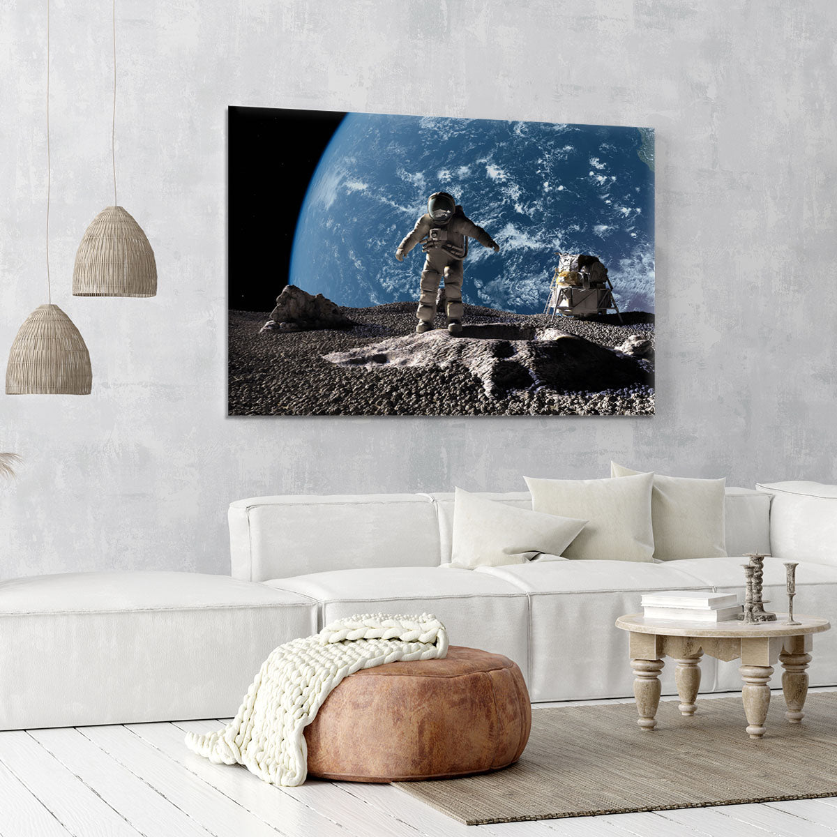The astronaut on a background of a planet Canvas Print or Poster - Canvas Art Rocks - 6