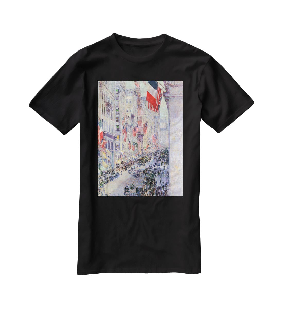 The avenue along 34th Street May 1917 by Hassam T-Shirt - Canvas Art Rocks - 1