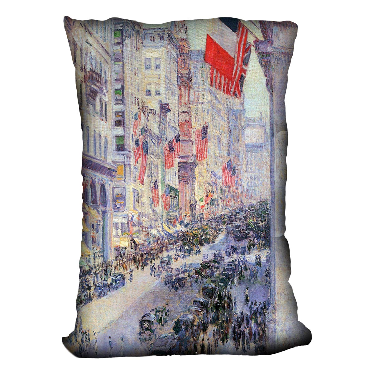 The avenue along 34th Street May 1917 by Hassam Cushion - Canvas Art Rocks - 4