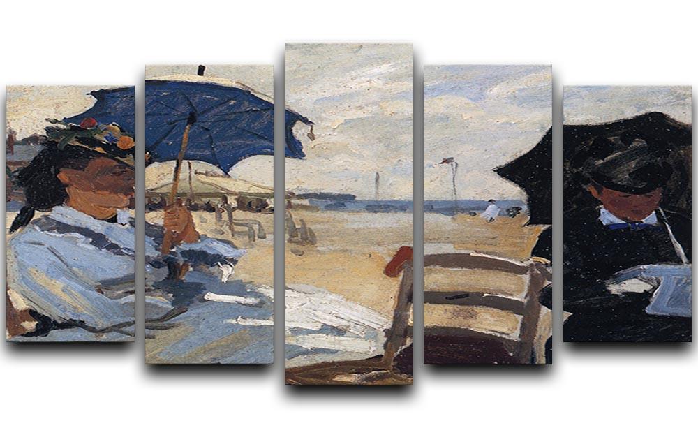 The beach a Trouville by Monet 5 Split Panel Canvas  - Canvas Art Rocks - 1