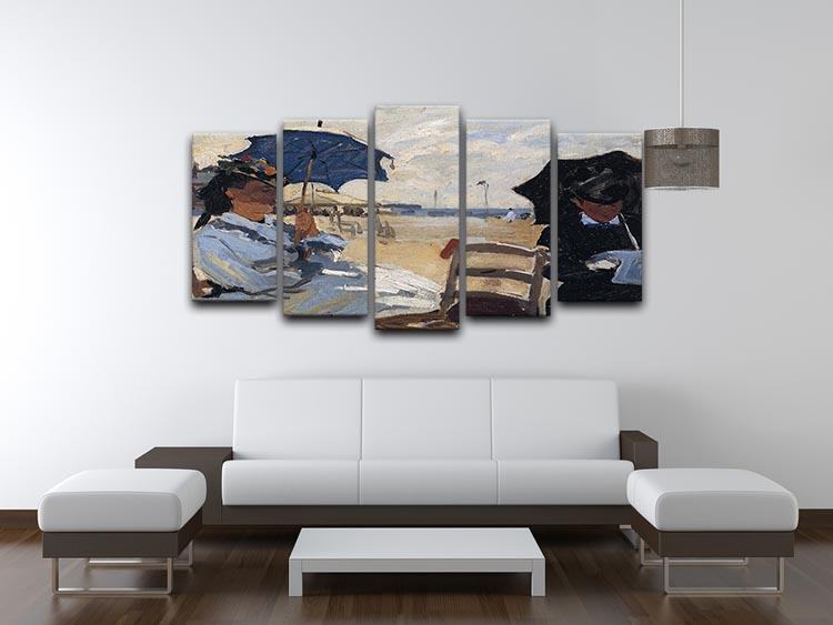 The beach a Trouville by Monet 5 Split Panel Canvas - Canvas Art Rocks - 3