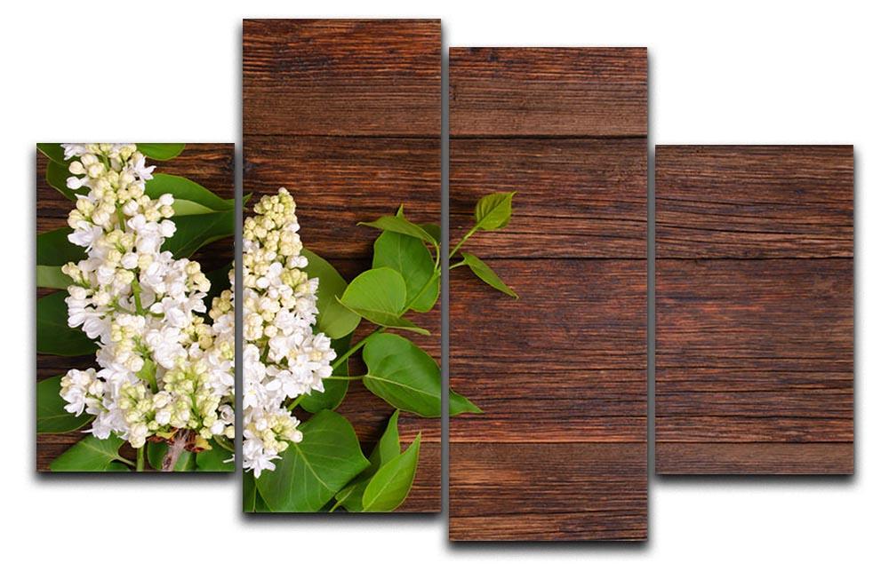 The beautiful lilac on a wooden background 4 Split Panel Canvas  - Canvas Art Rocks - 1