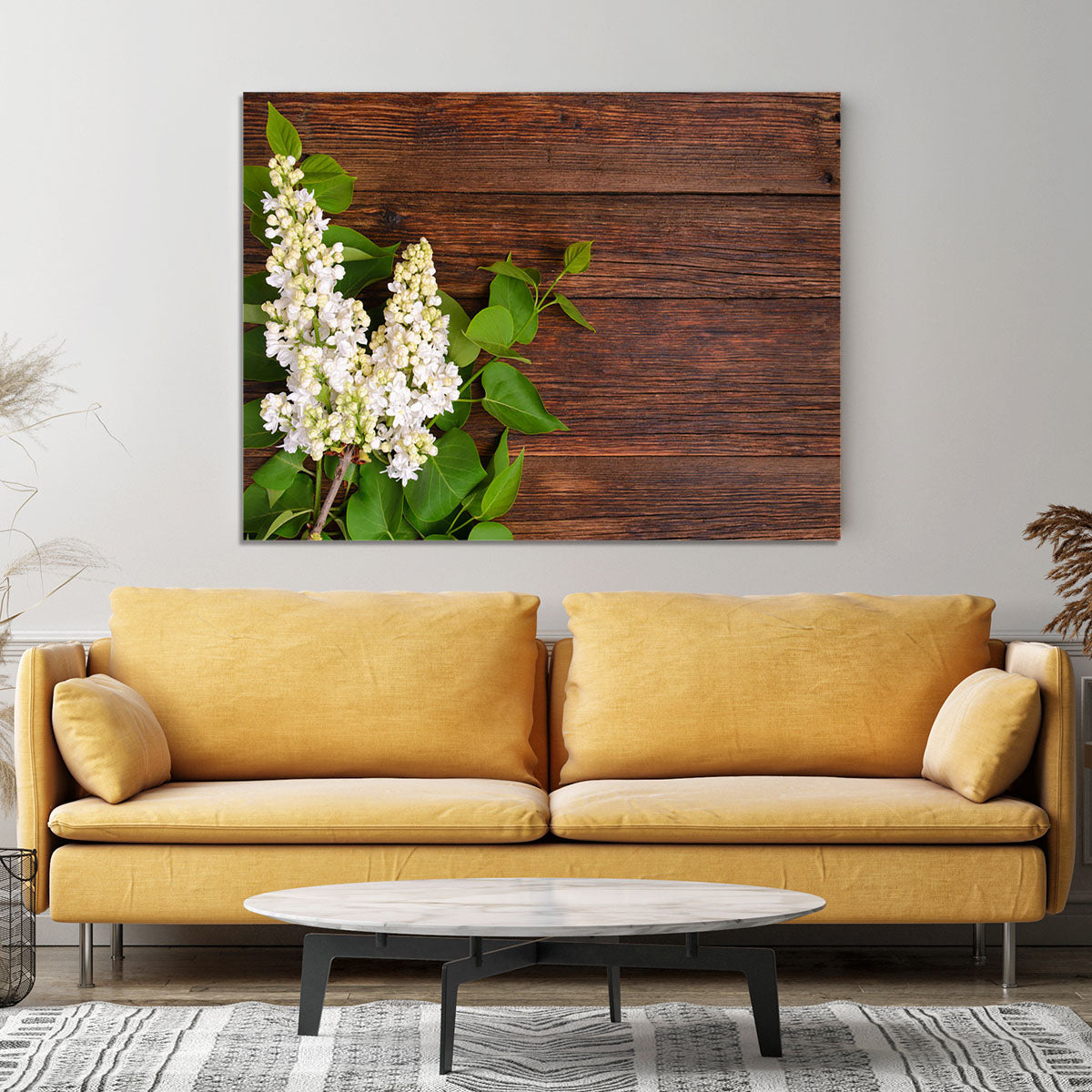 The beautiful lilac on a wooden background Canvas Print or Poster - Canvas Art Rocks - 4