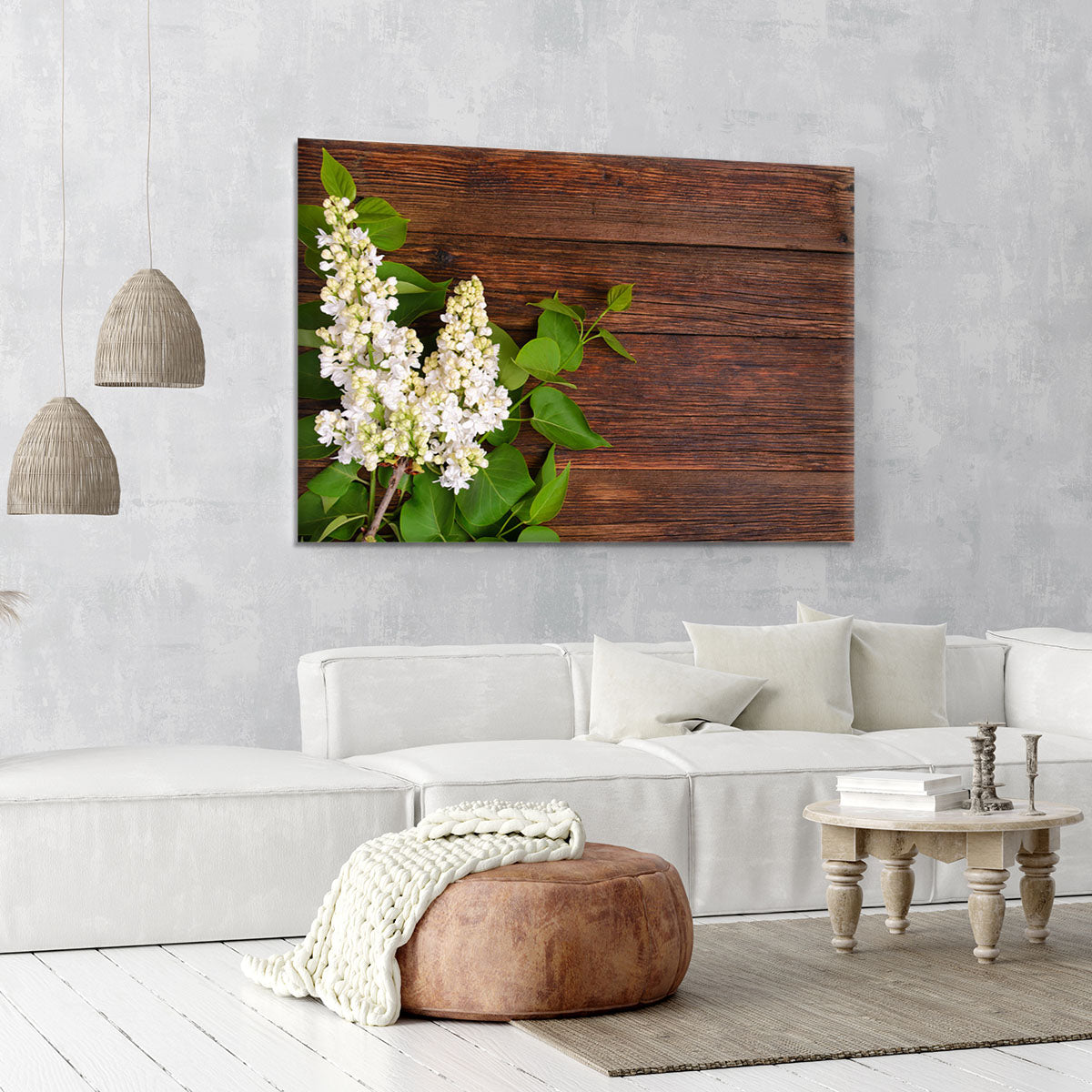 The beautiful lilac on a wooden background Canvas Print or Poster - Canvas Art Rocks - 6