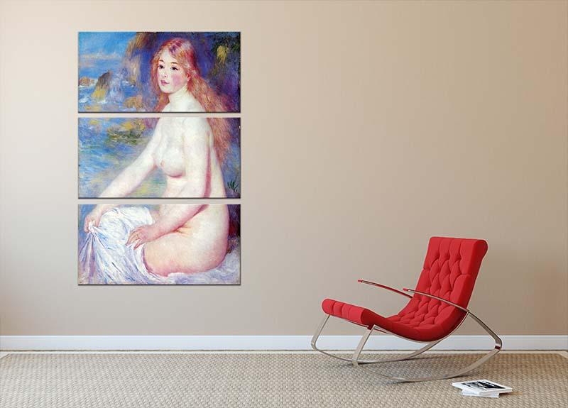 The blond bather 1 by Renoir 3 Split Panel Canvas Print - Canvas Art Rocks - 2