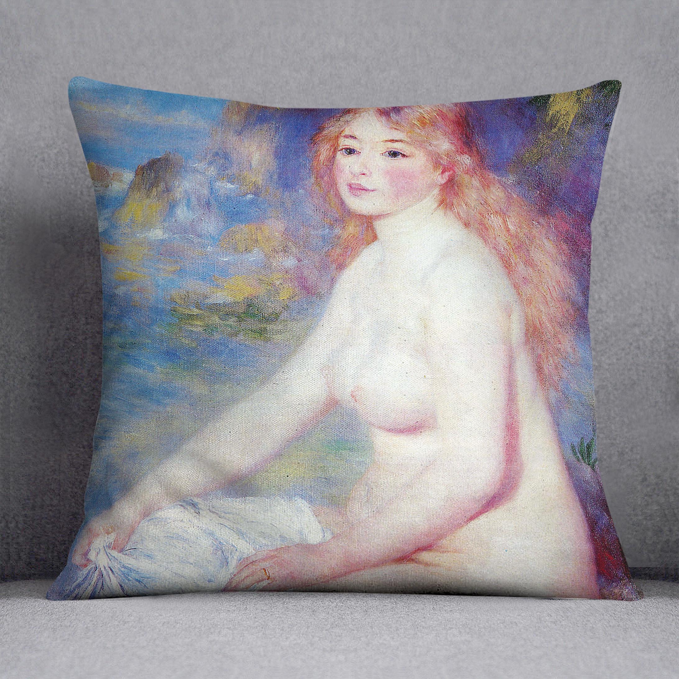 The blond bather 1 by Renoir Cushion