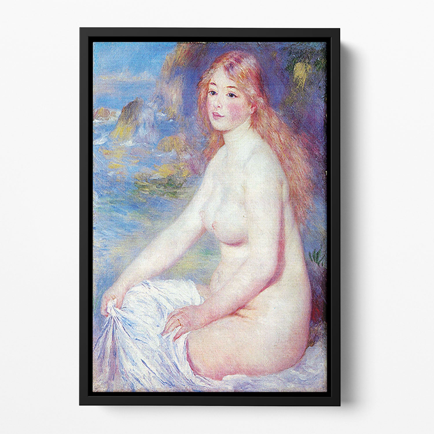 The blond bather 1 by Renoir Floating Framed Canvas