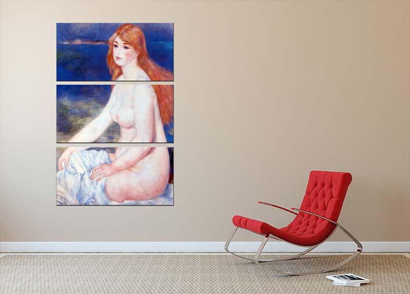 The blond bather 2 by Renoir 3 Split Panel Canvas Print - Canvas Art Rocks - 2