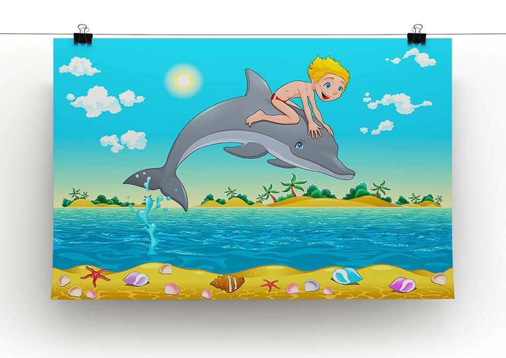 The boy and the dolphin Canvas Print or Poster - Canvas Art Rocks - 2