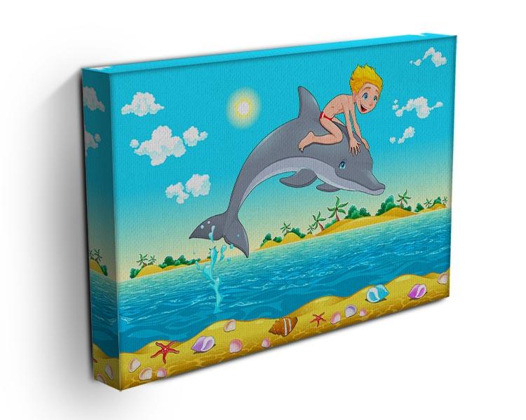 The boy and the dolphin Canvas Print or Poster - Canvas Art Rocks - 3